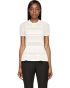 Burberry Prorsum Ivory Cotton Lace Peplum T_Shirt - Lyst