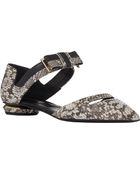 Nicholas Kirkwood Snakeskin & Leather Ankle-Strap Flats - Lyst