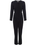 French Connection Plain Black Emmeline Crepe Jumpsuit - Lyst