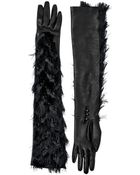 Lanvin Silk Organza Nappa Leather Long Gloves - Lyst