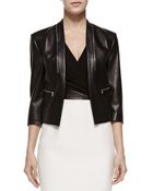 Michael Kors Princess-seamed Leather Zip Jacket - Lyst