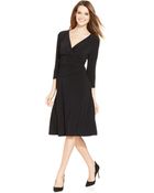 Nine West Three-Quarter-Sleeve Ruched Dress - Lyst