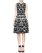 Alexander McQueen Leaf Jacquard Wool Flare Dress - Lyst