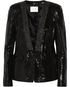Pierre Balmain Studded Snake-Effect Leather Blazer - Lyst
