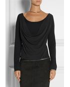 Donna Karan New York Draped Stretch-Silk Crepe De Chine And Jersey Top - Lyst