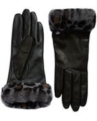 Ugg Fur Cuff Leather Gloves - Lyst