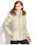 Calvin Klein Faux-Fur-Trim Hooded Puffer Down Coat - Lyst