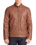 Guess Faux Leather Bomber Jacket - Lyst