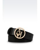 Armani Jeans Saffiano Leather Belt with Logoed Buckle - Lyst