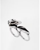 Asos Double Finger Rose Ring - Lyst