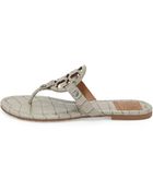 Tory Burch Miller Croc-Print Logo Thong Sandal - Lyst