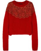 Christopher Kane Lace-Appliquéd Angora-Blend Sweater - Lyst