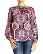 Emilio Pucci Top Long Sleeve Silk Print Suzani - Lyst