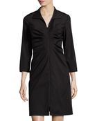 Lafayette 148 New York Ruched 3/4-Sleeve Dress - Lyst