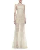 Oscar de la Renta Strapless Beaded Organza Gown Ivory - Lyst