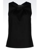 Emporio Armani Top In Neoprene With Faux Leather Detail - Lyst