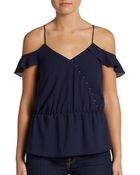 Cooper & Ella Liza Cold-Shoulder Peplum Top - Lyst