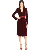 Oscar de la Renta Silk Velvet Cocktail Dress - Lyst