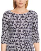 Lauren by Ralph Lauren Plus Size Three-Quarter-Sleeve Geo-Print Top - Lyst