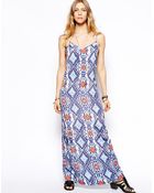 Flynn Skye Slip Maxi Dress In Blue Ikat Print - Lyst