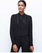 Ann Taylor Petite Jeweled Tuxedo Bib Blouse - Lyst