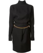 Victoria Beckham Chain Belt Draped Dress - Lyst