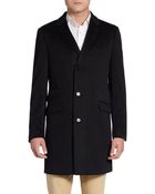 Saks Fifth Avenue Black Slim-Fit Wool Car Coat - Lyst