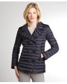 Burberry Black Quilted Down Filled Notched Lapel Coat - Lyst