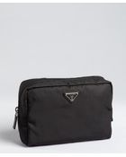 Prada Black Nylon Logo Stamp Zip Cosmetic Bag - Lyst