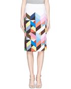 Preen By Thornton Bregazzi Geometric Print Pencil Skirt - Lyst