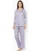 Lauren by Ralph Lauren Striped Sateen Pajama Set - Lyst