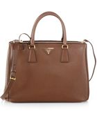 Prada Saffiano Medium Double Zip Top-Handle Bag - Lyst