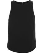 Rag & Bone Clemence Leather-Paneled Crepe Top - Lyst