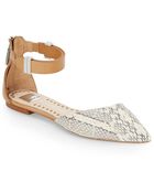 Dolce Vita Embossed Leather Ankle Flats - Lyst