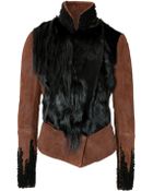 Donna Karan New York Leather Jacket With Fur Paneling - Lyst
