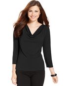 Jones New York Petite Long-Sleeve Cowl-Neck Top - Lyst