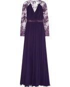 Badgley Mischka Embroidered Tulle And Silk-Chiffon Gown - Lyst