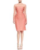Elie Saab Sheer Top Long Sleeve Lace Dress - Lyst