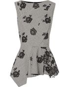 Oscar de la Renta Houndstooth Wool And Silk-Blend Top - Lyst