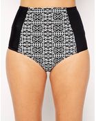 Asos Mono Aztec Print High Waist Bikini Pant - Lyst