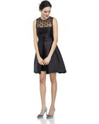 Cynthia Rowley Dress With Beaded Mesh Yoke - Lyst