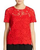 DKNY Lace Raglan Sleeve Tee - Lyst