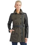 Laundry By Shelli Segal Mixed Media Trench Coat - Lyst