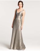 Ann Taylor Gold Lame V-Neck Gown - Lyst