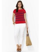 Lauren by Ralph Lauren Ottoman-Stitched Striped Tee - Lyst