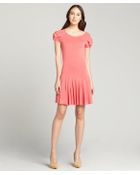 RED Valentino Orange Cotton Drop Waist Ruffle Sleeve Dress - Lyst