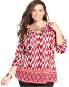 Lucky Brand Jeans Lucky Brand Plus Size Chevron-Print Peasant Top - Lyst
