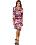 Calvin Klein 3 Quarter-sleeve Ruched Dress - Lyst