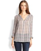 Joie Marice Silk Plaid Blouse - Lyst