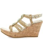 Eric Javits Ej Stone Cork Wedge Sandal - Lyst
